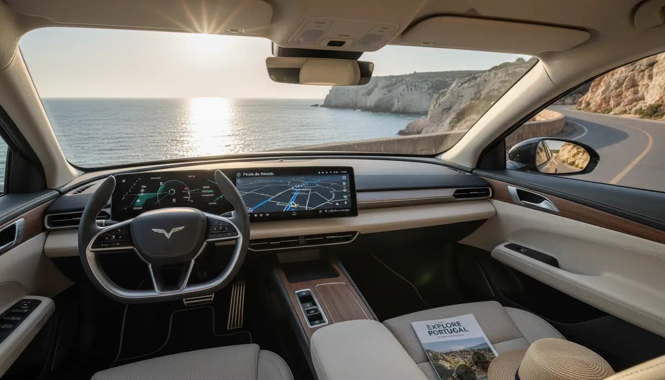 Het dashboard van een EV met een actieve route op de navigatie