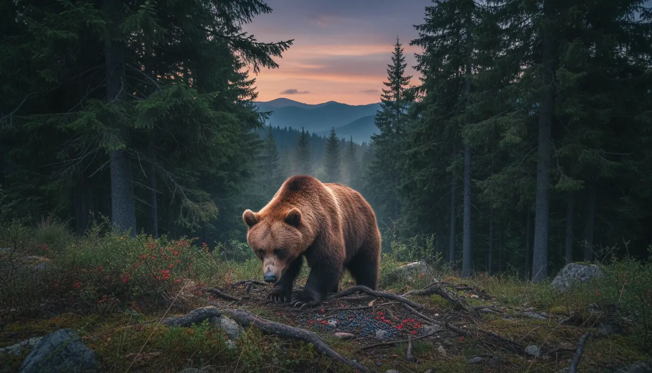 Een schuwe bruine beer