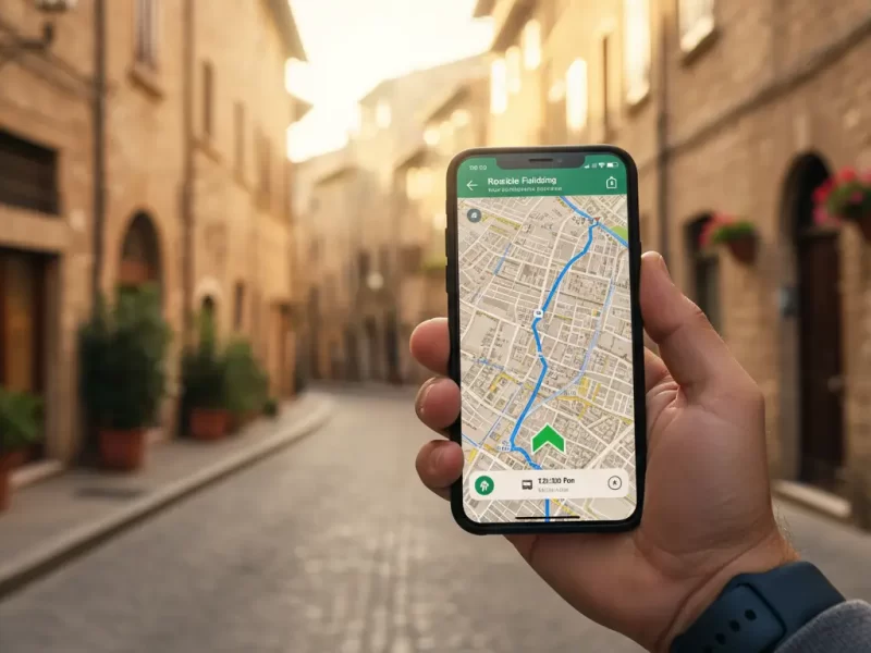 Een close-up van een smartphone met een heldere route-app op het scherm