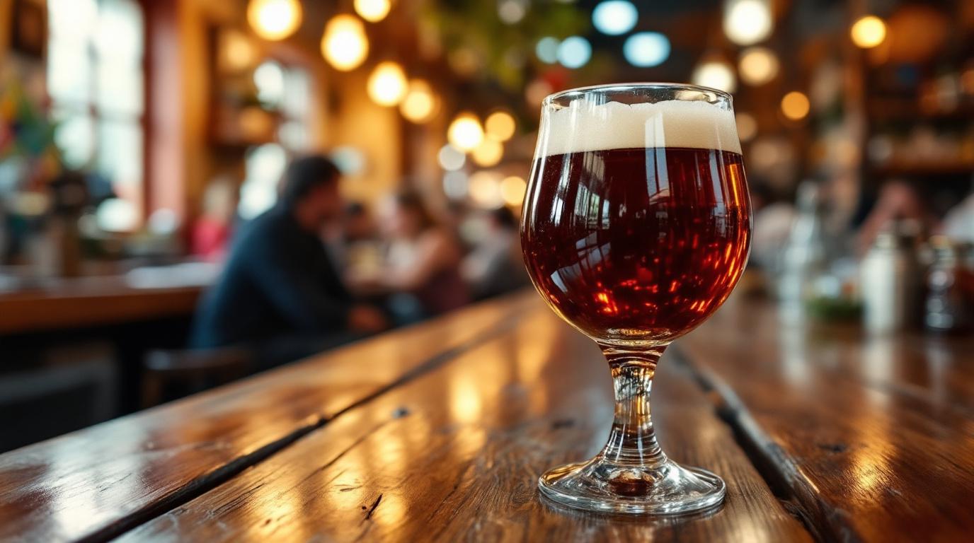 A close-up of a glass of locally brewed craft beer or traditional sangria.