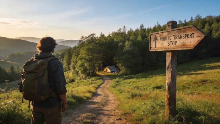 Natuurkampeerterreinen bereikbaar met bus en trein