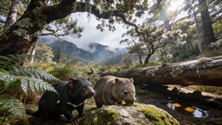 Tasmanian Devils en Wombats in de Wildernis