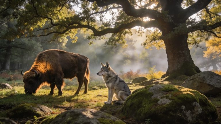 Europese bison en wolven spotten in Polen