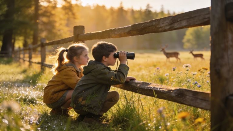 Dieren spotten met kinderen in de natuur